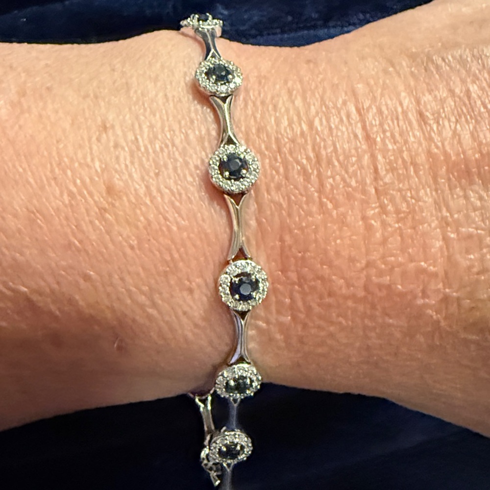 Stunningly beautiful, rich blue sapphire and diamond white gold women’s bracelet